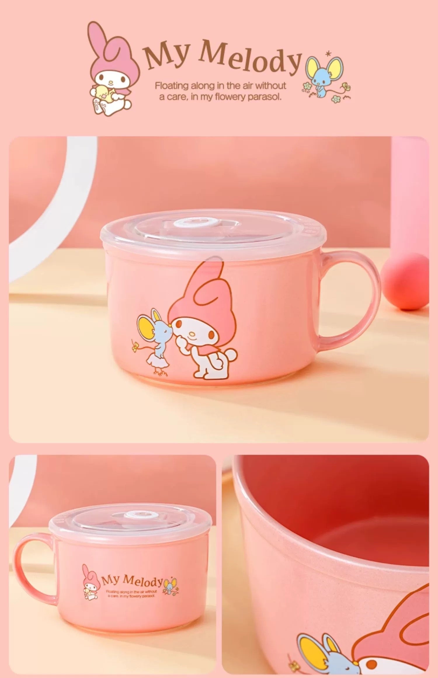 Tazza Zuppa Hello Kitty Sanrio 230ml | Adatta A Microonde Con Manici | Stoviglia Blu - 2