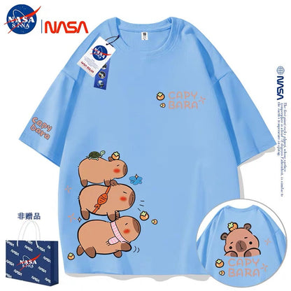 Cute Animals Capybara Style T-Shirt Series | Fun Capybara Group Front & Back Part2 - Kawaii Fashion Items for Child & Adult