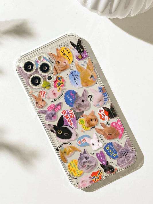 Rabbit Funny Emoji Sticker Mori Style iPhone case Kawaii Lovely Cute Lolita iPhone 6 7 8 PLUS SE2 XS XR X 11 12 13 14 15 Pro Promax 12mini 13mini