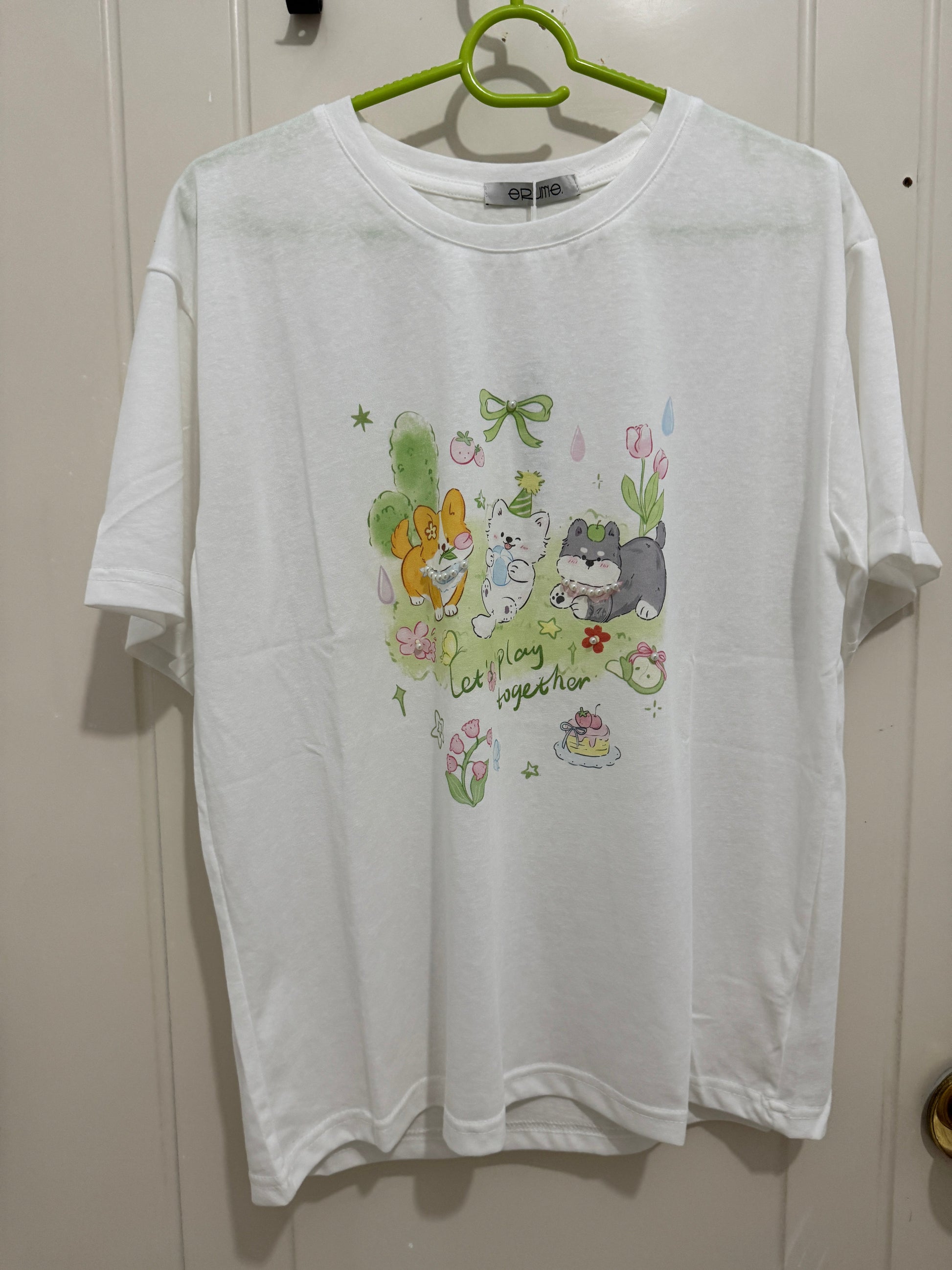 Animals Style T-Shirt Series | 3 Puppy Lets Play Together - Kawaii Fashion Items