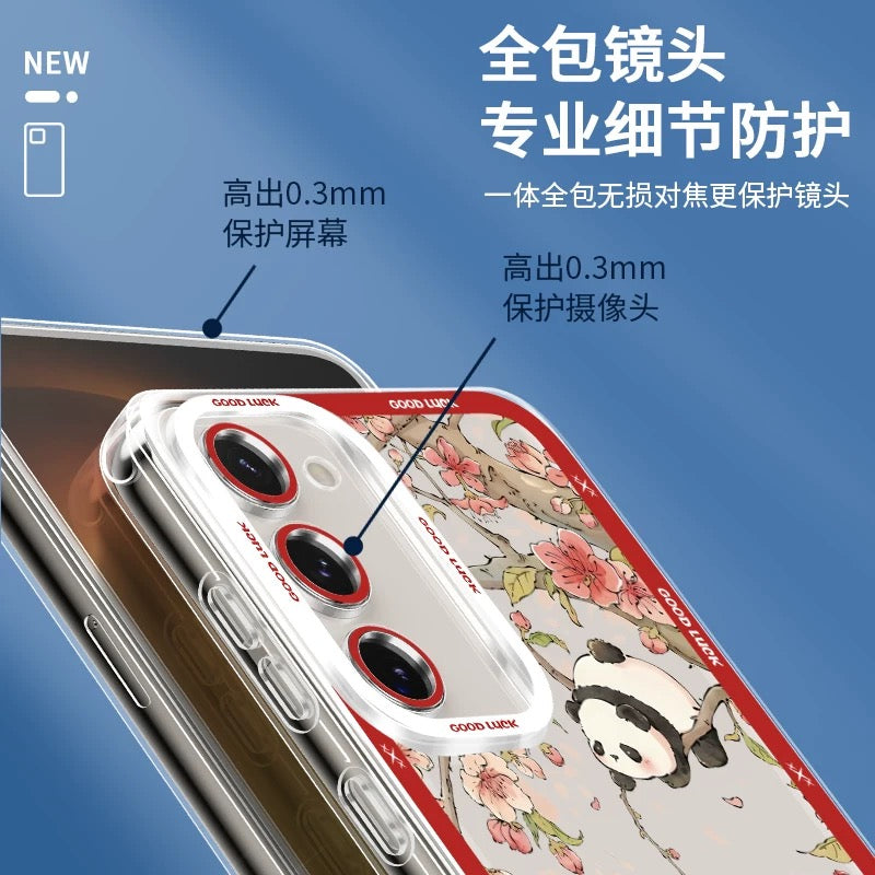 Cute Animal Panda | Chinese Ink Painting Red Version - Phone Case Samsung Galaxy S26 S25 S24 S23 S22 S21 FE Ultra Edge