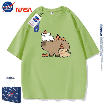 Cute Cartoon Doggie Maltese Puppy Style T-Shirt Series | Maltese Play with Capybara Part2 - Kawaii Fashion Items for Child & Adult Matching outfits for Parents and Children