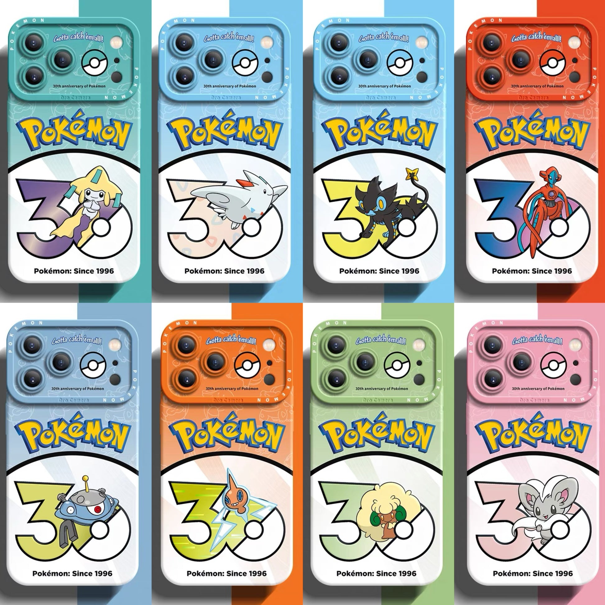 Japanese Cartoon Pokemon Silicone Case Pokemon 30 Anniversary Version Part19 | Jirachi Togekiss Luxray Deoxys Magnezone Rotom Whimsicott Minccino 8 Styles - iPhone Case PLUS SE2 XS XR X 11 12 13 14 15 16 16e 17 17e Pro Promax 12mini 13mini