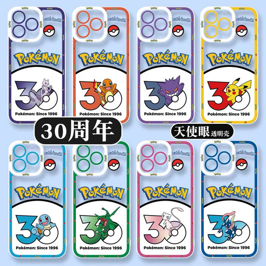 Japan Cartoon Pokemon 30 Anniversary Part1 | Mewtwo Charmander Gengar Pikachu Squirtle Rayquaza Mew Greninja 8 Styles - iPhone Case PLUS SE2 XS XR X 11 12 13 14 15 16 16e 17 17e Pro Promax 12mini 13mini