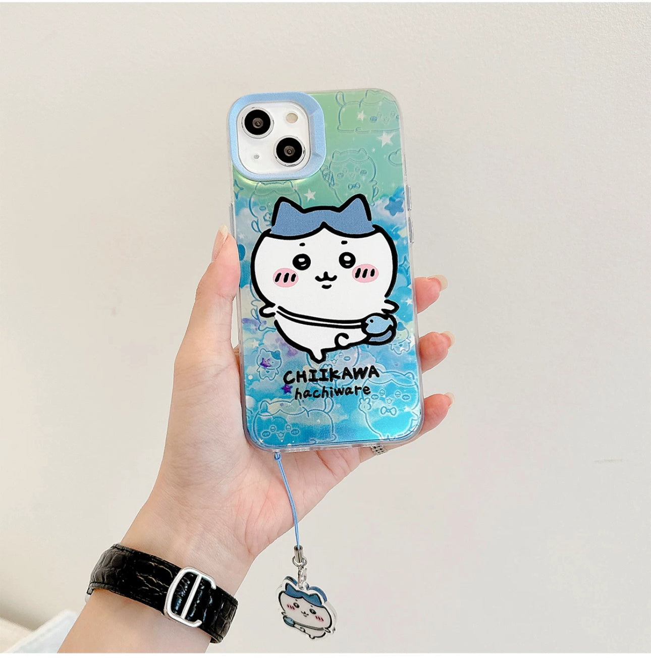 Japanese Cartoon iPhone Case with Strap | Laser Outing ChiiKawa Hachiware Usagi Momonga - iPhone CasePhone Case  7 8 PLUS SE2 XS XR X 11 12 13 14 15 Pro Promax 12mini 13mini