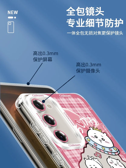 Japanese Cartoon ChiiKawa UFO Version Clean Case | Chiikawa Hachiware Usagi Momonga - Phone Case Samsung Galaxy S26 S25 S24 S23 S22 S21 FE Ultra Edge