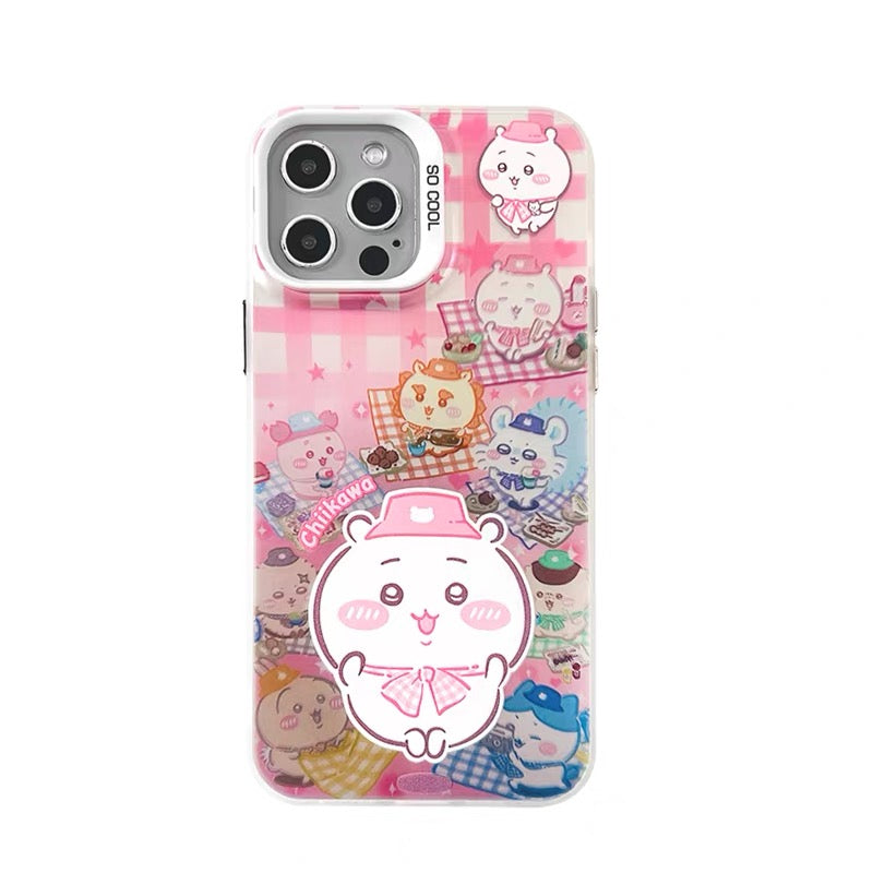 Japanese Cartoon ChiiKawa Picnic Times Laser Case | ChiiKawa Hachiware Usagi - iPhone Case 11 12 13 14 15 16 16e 17 17e Pro Promax