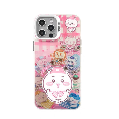 Japanese Cartoon ChiiKawa Picnic Times Laser Case | ChiiKawa Hachiware Usagi - iPhone Case 11 12 13 14 15 16 16e 17 17e Pro Promax