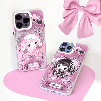 Japanese Cartoon Sanrio Winter Sweet Lolita | My Melody Kuromi Laser Colour Clear - iPhone Case 11 12 13 14 15 16 Pro Promax