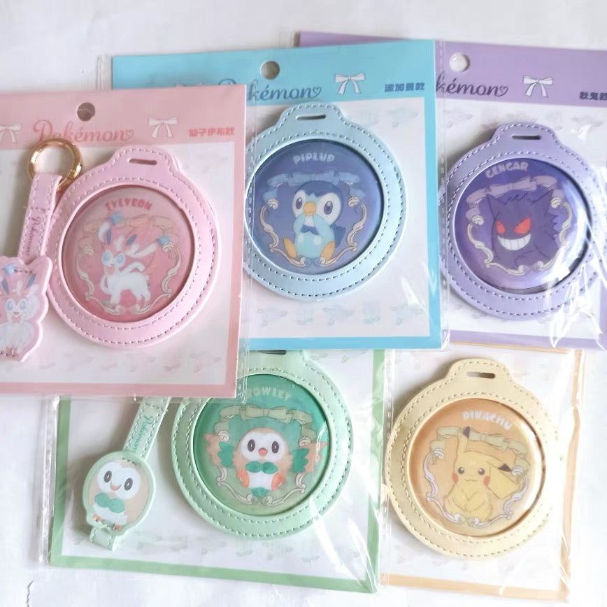 Pokemon X Miniso Pins with Cover Keychain | Pikachu Sylveon Gengar Piplup Rowlet - Anime Collectable Kawaii Item