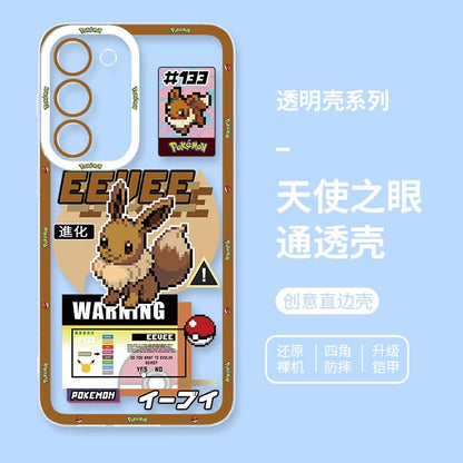 Japan Cartoon Pokemon Game Pixel Evolution Evolve Version | Eevee Vaporeon Jolteon Flareon Espeon Umbreon Leafeon Glaceon Sylveon - Phone Case Samsung Galaxy S26 S25 S24 S23 S22 S21 FE Ultra Edge