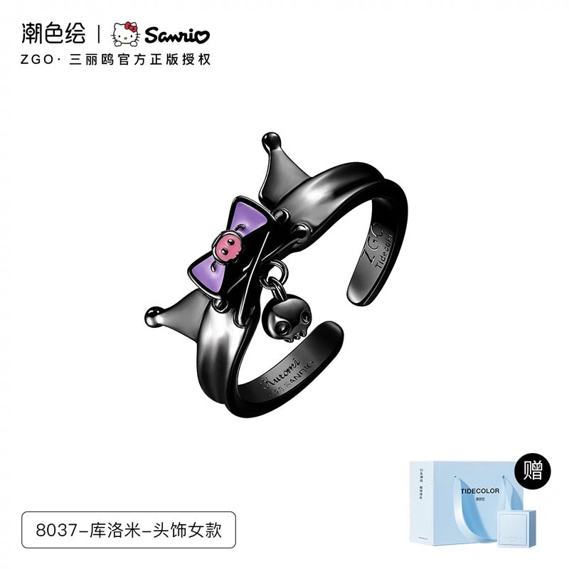 Sanrio x ZGO | Kuromi Couple Ring Girl & Boy Size 3 Style | Kawaii Accessories Ring with Ring Box