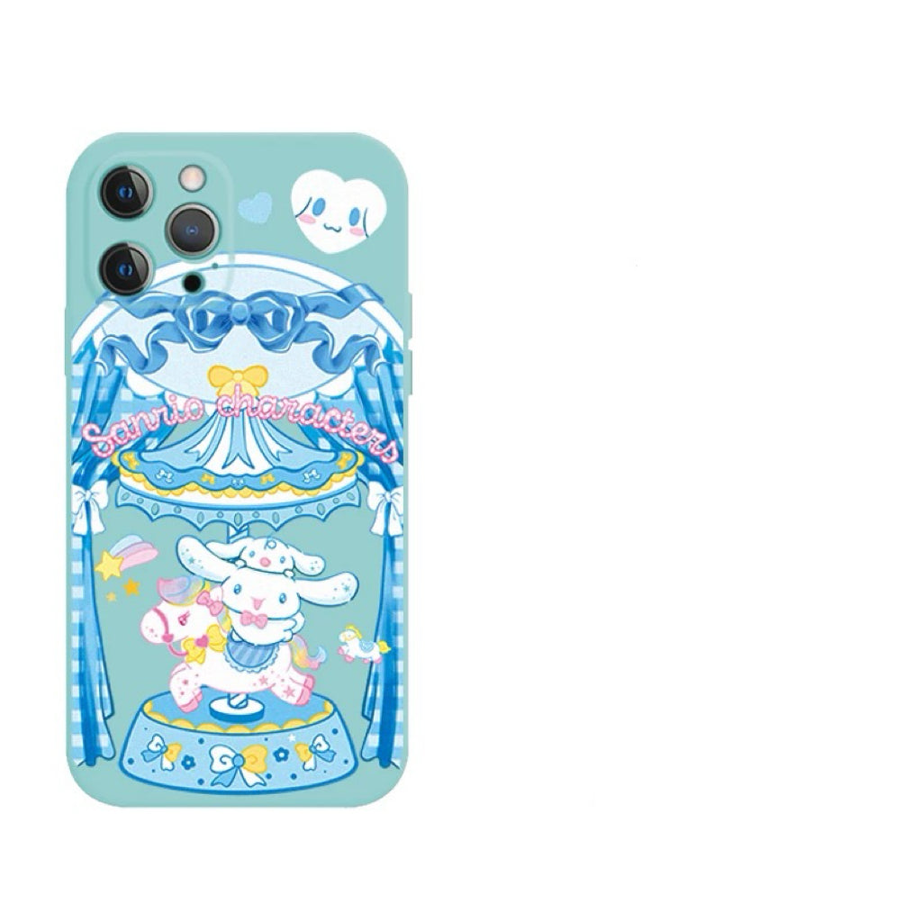 Japanese Cartoon Sanrio Merry Go Round | Cinnamoroll with Friends Laser Colour Clear - iPhone Case 11 12 13 14 15 16 Pro Promax