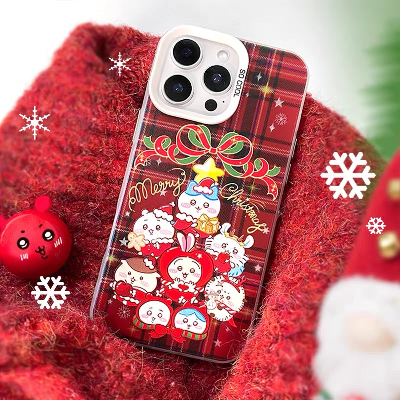 Japanese Cartoon ChiiKawa Xmas Laser Case | Christmas Tree Group - Phone Case Samsung Galaxy S26 S25 S24 S23 S22 S21 FE Ultra Edge