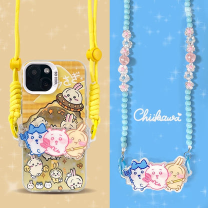 Japanese Cartoon Phone Back Clip with Phone Lanyard | Chiikawa Hachiware Usagi - for All Smart Phones