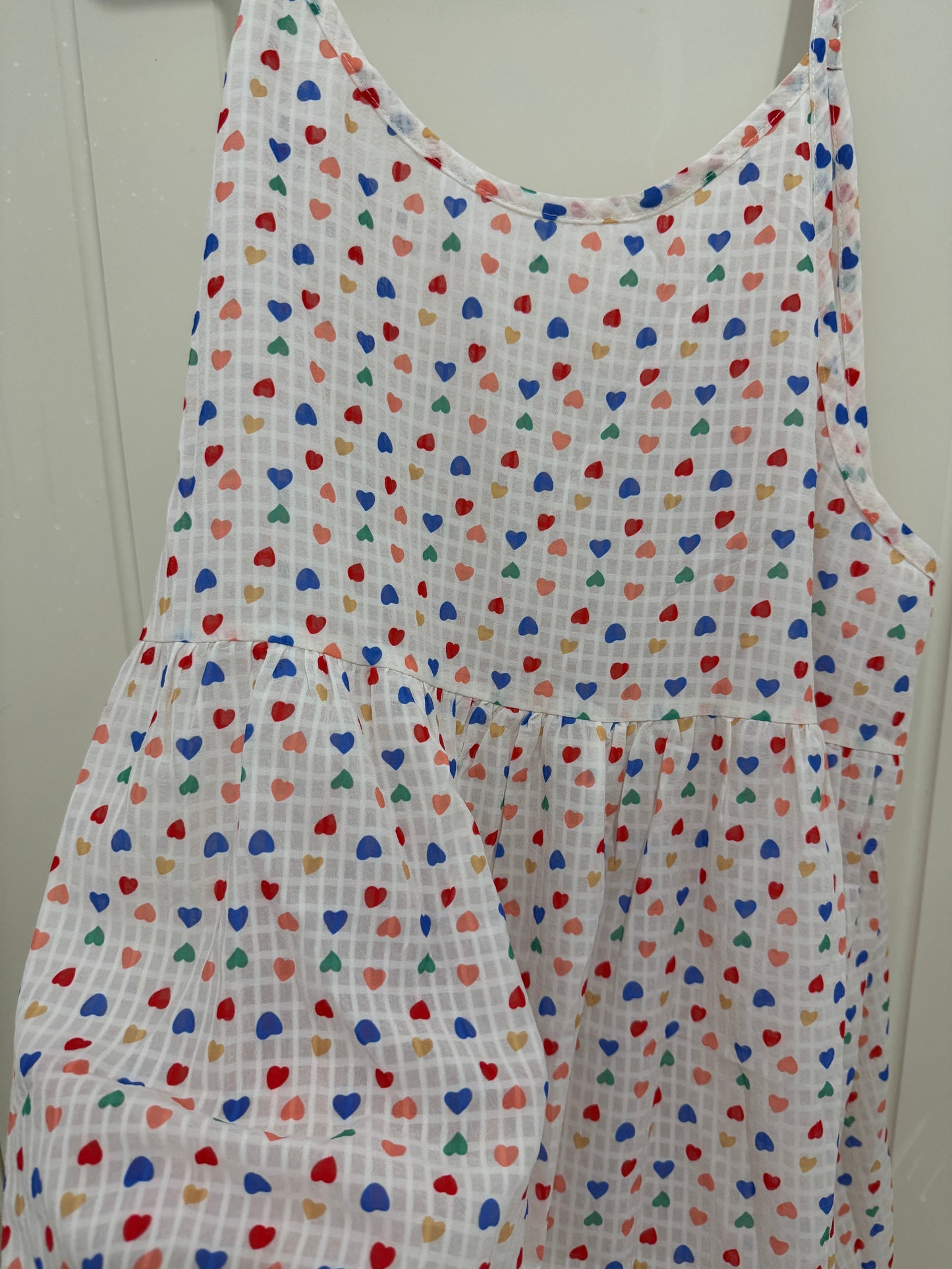 Japanese Fashion Cute Style Mori Series | Pink Colourful Heart Slip Dress - Kawaii Fashion Items