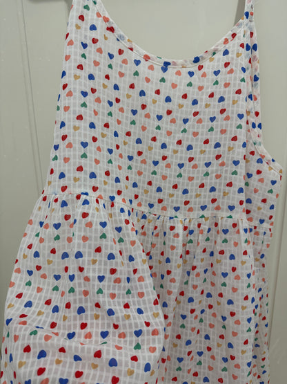 Japanese Fashion Cute Style Mori Series | Pink Colourful Heart Slip Dress - Kawaii Fashion Items
