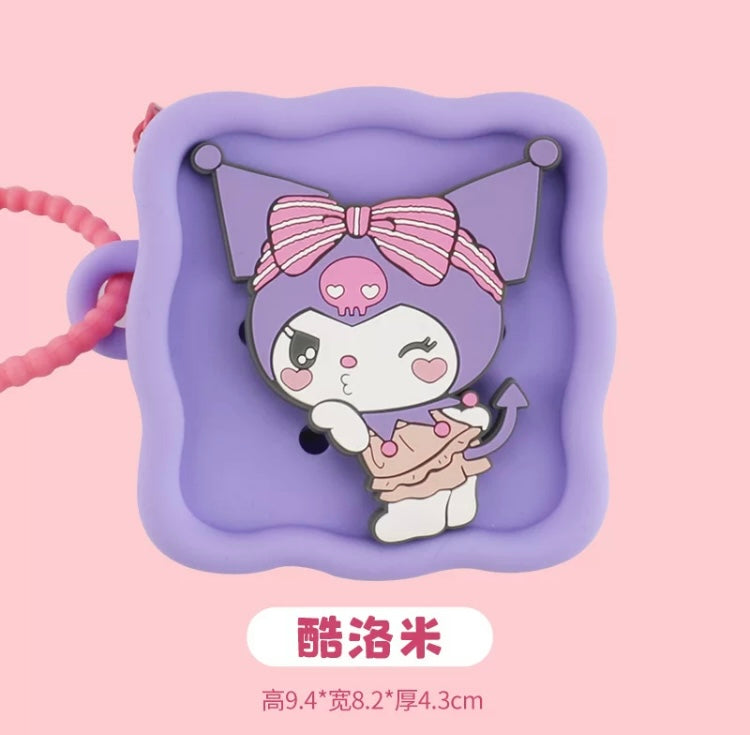 Japan Sanrio Silicone Mini DIY Square Purse Bag | Hello Kitty My Melody Kuromi Cinnamoroll Hangyodon  - Coin Bag Can put in Airpods EarPhone