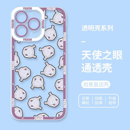 Japan Cartoon Pokemon Full Happy Face Verison | Mewtwo - iPhone Case 6 7 8 PLUS SE2 XS XR X 11 12 13 14 15 16 16e Pro Promax 12mini 13mini
