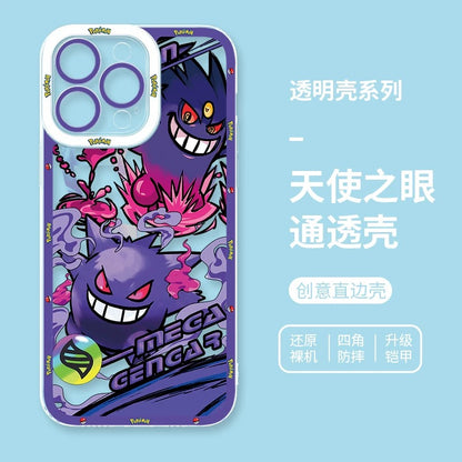 Japan Cartoon Pokemon Mega Evolution Anime | Tyranitar Gyarados Mewtwo Kyogre Gengar Groudon Aerodactyl Ash Greninja - iPhone Case PLUS SE2 XS XR X 11 12 13 14 15 16 16e 17 17e Pro Promax 12mini 13mini