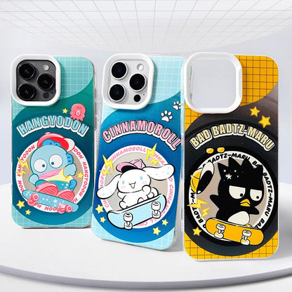 Japanese Cartoon Sanrio Skateboard Day Laser Case | Hello Kitty My Melody Kuromi Cinnamoroll Hangyodon Bad Badtz Maru 6 Styles - Phone Case Samsung Galaxy S26 S25 S24 S23 S22 S21 FE Ultra Edge