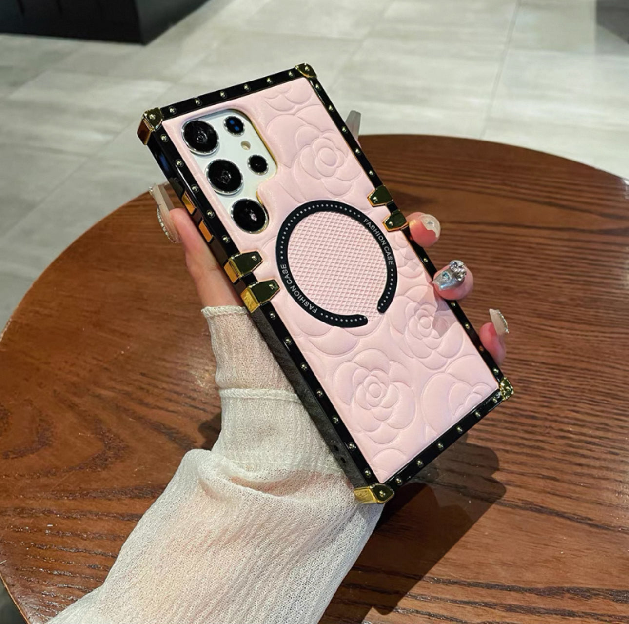 Vintage Style Magnetic Phone Case | Camellia Flower White Black Blue Orange Pink Brown - Phone Case Samsung Galaxy S24 S23 S22 Ultra KawaiiGiftLand