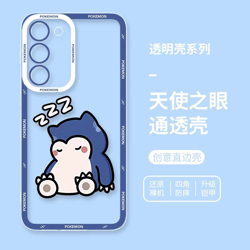 Japan Cartoon Pokemon Simple Cute Drawing | Pikachu Gible Bulbasaur Squirtle Snoriax Psyduck Jigglypuff Charmander - Phone Case Samsung Galaxy S26 S25 S24 S 23 S22 S21 FE Ultra Edge