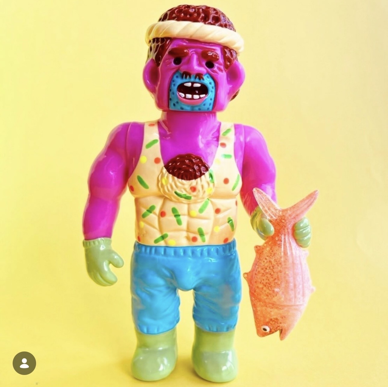 Japan Artist Dehara | Fisherman Hot Pink Neon Version - 50pcs Limited Worldwide Sofubi Figure Soft Vinyl Rare