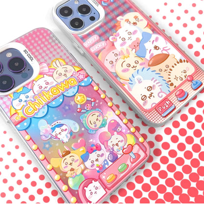 Japanese Cartoon ChiiKawa | Laser Doll Clip Machine Sanrio Friends Chiikawa Hachiware Usagi Momonga Shisa Crab - iPhone Case 11 12 13 14 15 16 Pro Promax