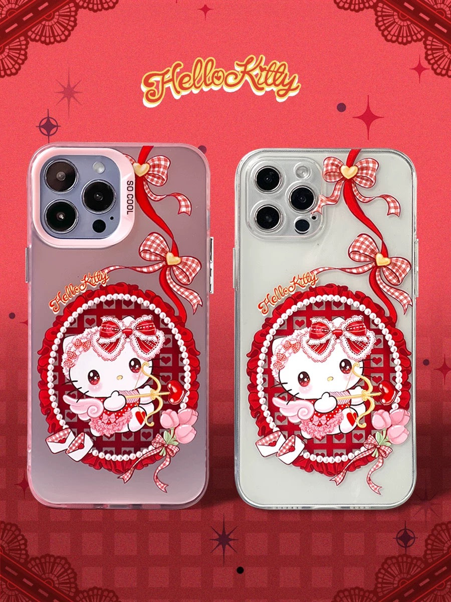 Japanese Cartoon Sanrio Sweet Angel | Hello Kitty Laser Colour Clear - iPhone Case 11 12 13 14 15 16 Pro Promax