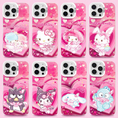 Japanese Cartoon Sanrio Romantic Valentine Angel Laser Case | Hello Kitty Little Twin Stars My Melody Kuromi Cinnamoroll Hangyodon Bad Badtz Maru Wish Me Mell 8 Styles - iPhone Case 11 12 13 14 15 16 16e 17 17e Pro Promax