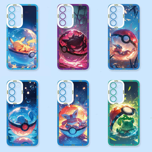 Japan Cartoon Pokemon Sweet Dream in Pokeball | Pikachu Gengar Greninja Squirtle Lucario Bulbasaur - Phone Case Samsung Galaxy S26 S25 S24 S23 S22 S21 FE Ultra Edge