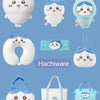 ChiiKawa X Miniso | Hachiware Full Set 9pcs items Mini Plush Doll Keychain Headband Neck Pillow Bag - Kawaii items Room Decoration doll