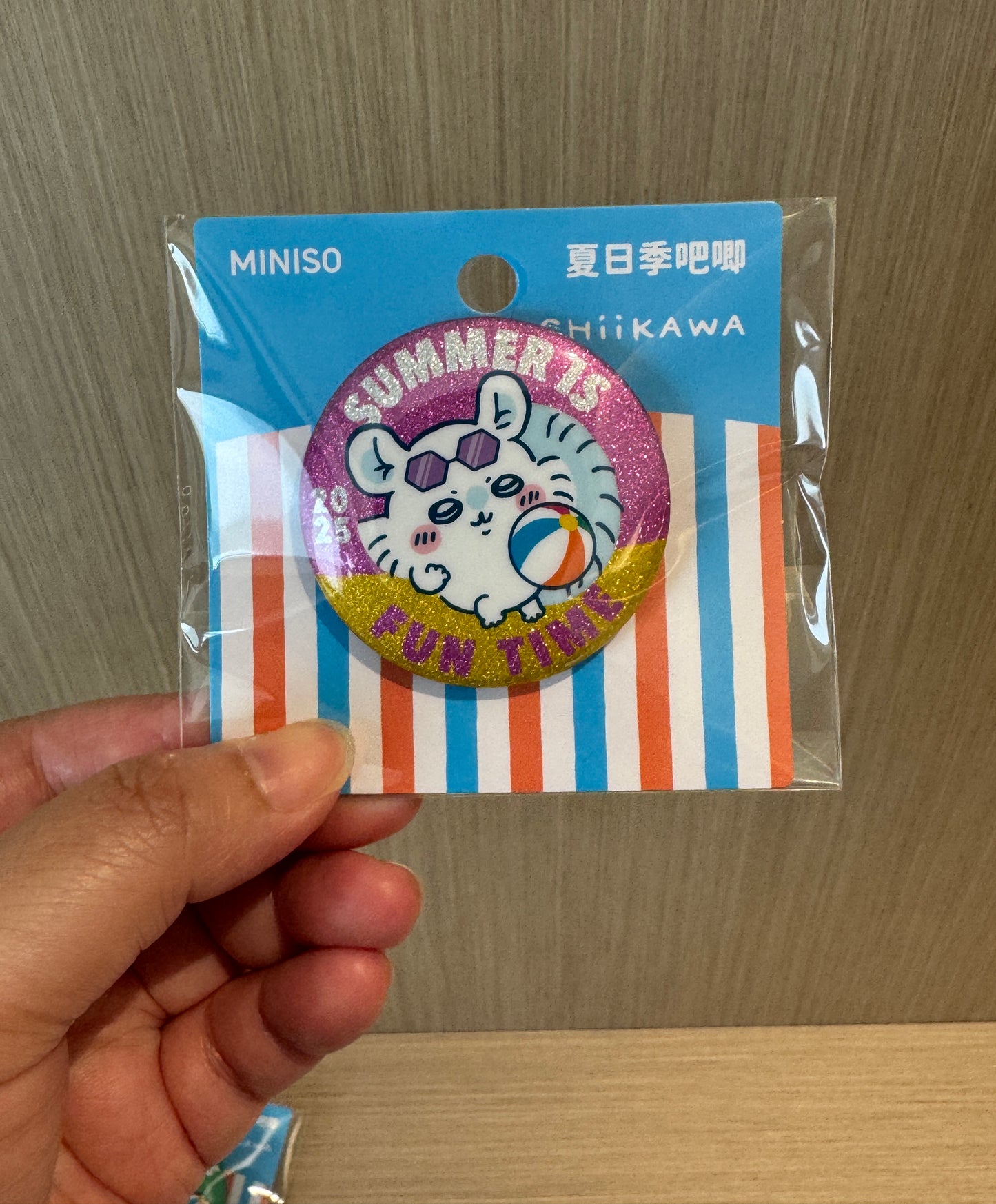 ChiiKawa X Miniso Hot Summer Series | ChiiKawa Hachiware Usagi Momonga Kurimanju Rakko Shisa Summer Time Badge - Kawaii Items Room Decoration
