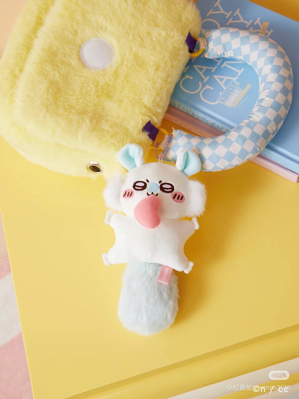 ChiiKawa X Miniso | Momonga Bite The Heart Mini Plush Doll Keychain - Kawaii Items Cute Accessories