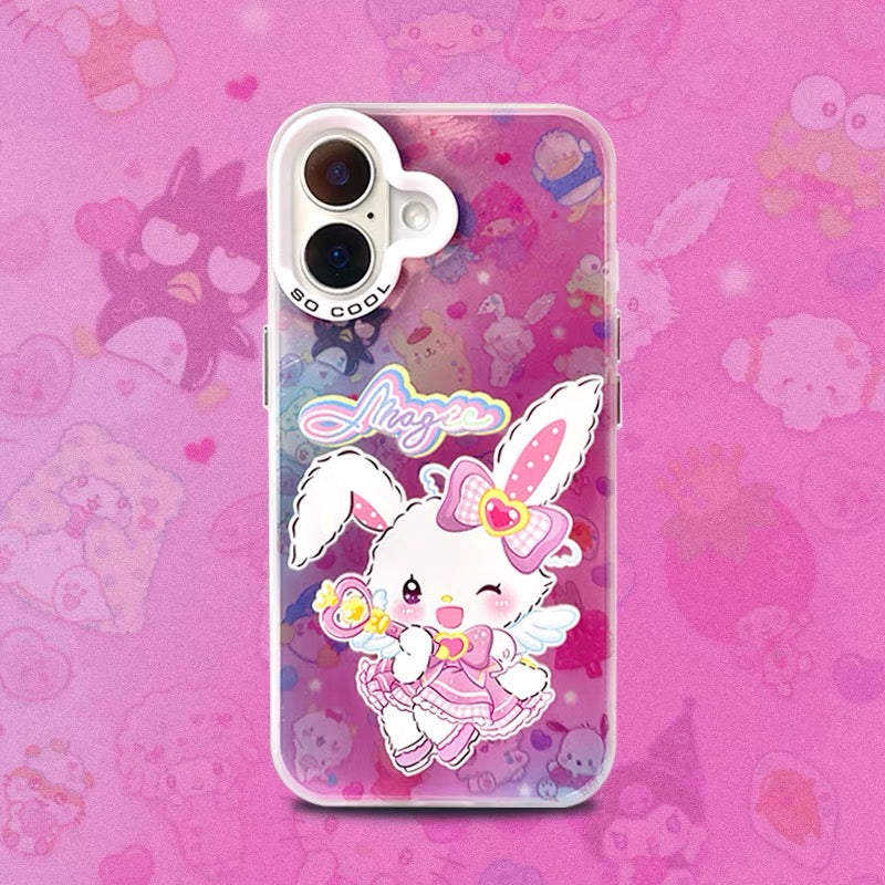 Japanese Cartoon Sanrio Magic Group Laser Case |  My Melody Kuromi Pochacco Wish Me Mell 4 Styles - Phone Case Samsung Galaxy S26 S25 S24 S23 S22 S21 FE Ultra Edge