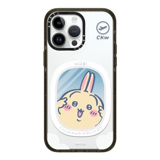 Japanese Cartoon ChiiKawa Clear with Transparent Black Frame Phone Case | Travel & Pajamas Song ChiiKawa Hachiware Usagi - iPhone Case 12 13 14 15 16 17 Pro Promax