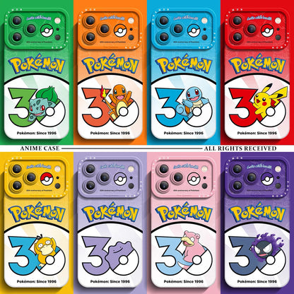 Japanese Cartoon Pokemon Silicone Case Pokemon 30 Anniversary Version Part1 | Bulbasaur Charmander Squirtle Pikachu Psyduck Ditto Slowpoke Gastly 8 Styles - iPhone Case PLUS SE2 XS XR X 11 12 13 14 15 16 16e 17 17e Pro Promax 12mini 13mini