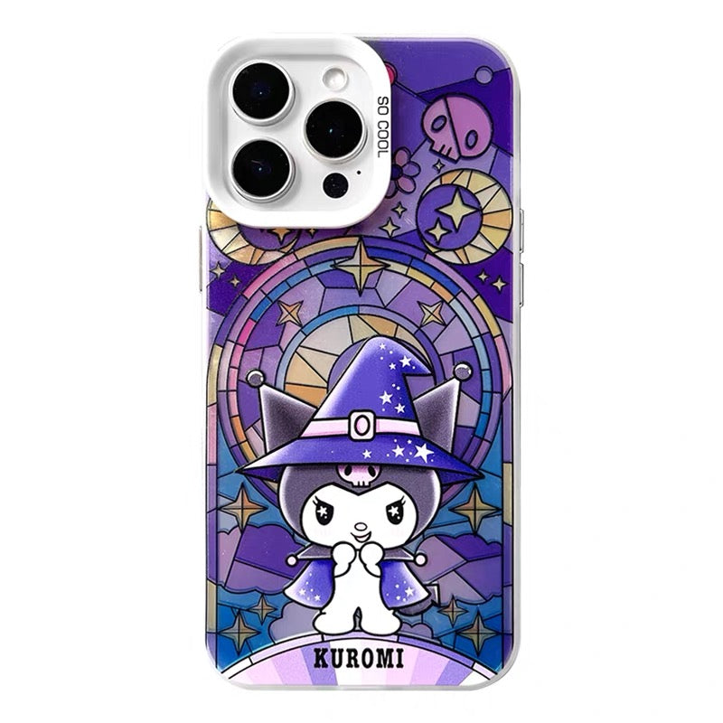 Japanese Cartoon Sanrio Magic Witch Laser Case | Hello Kitty My Melody Kuromi Cinnamoroll Pompompurin Hangydon Bad Badtz Maru 7 Styles - iPhone Case 11 12 13 14 15 16 16e 17 17e 18 Pro Promax