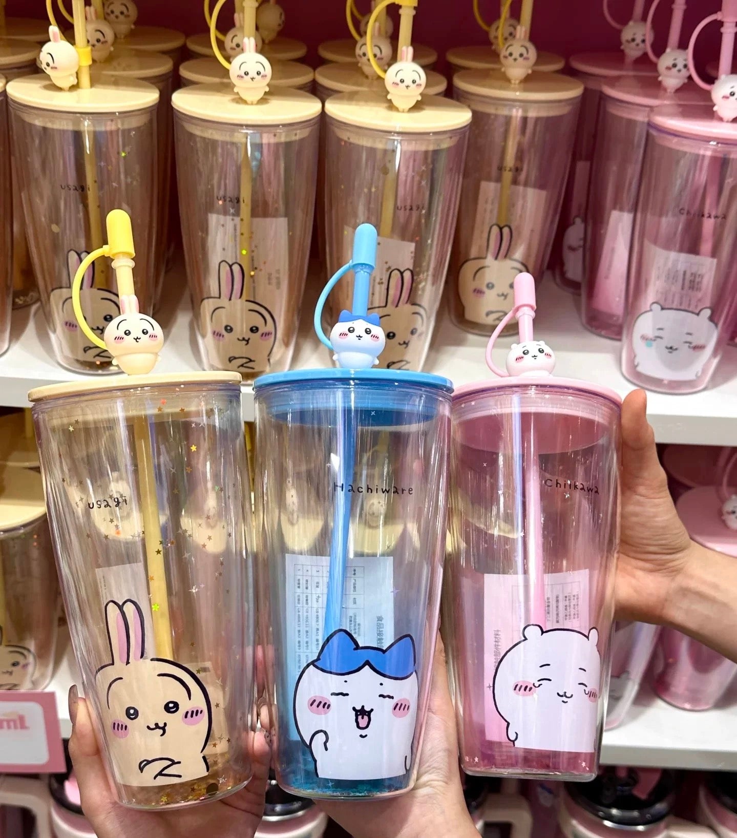 ChiiKawa X Miniso | ChiiKawa Hachiware Usagi Glitter Cool Warm Big Water Cup - Kawaii Item Decoration