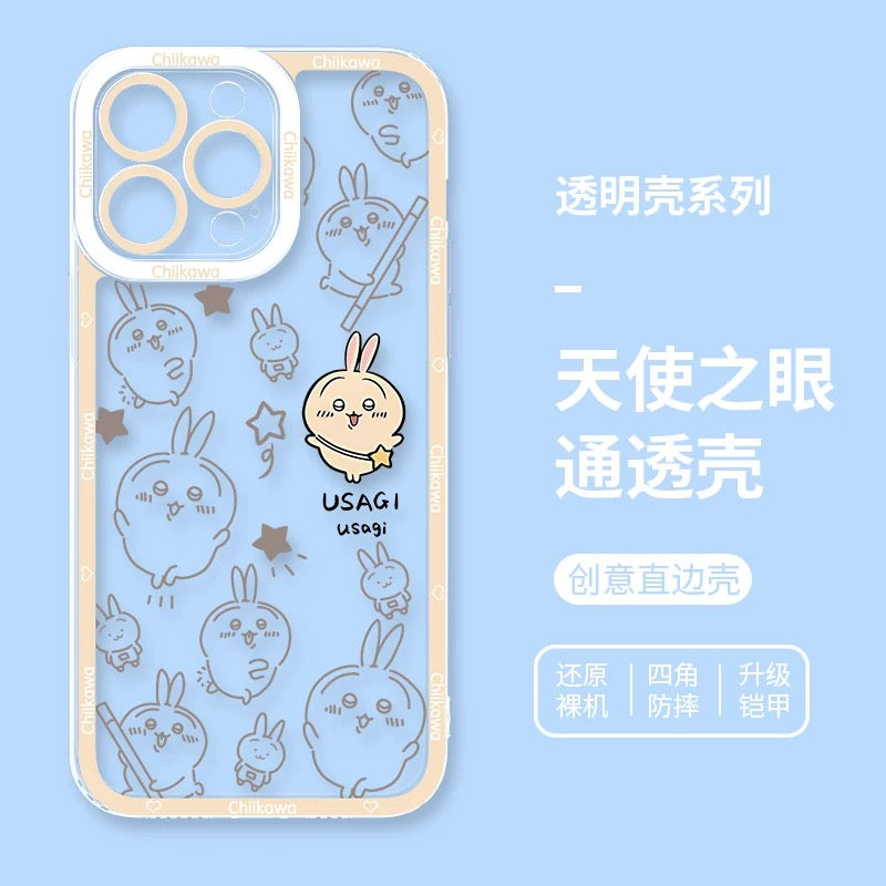 Japanese Cartoon Chiikawa with Stars Outing Version | Chiikawa Hachiware Usagi Momonga - iPhone Case PLUS SE2 XS XR X 11 12 13 14 15 16 16e 17 17e Pro Promax 12mini 13mini