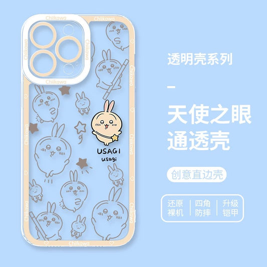 Japanese Cartoon Chiikawa with Stars Outing Version | Chiikawa Hachiware Usagi Momonga - iPhone Case PLUS SE2 XS XR X 11 12 13 14 15 16 16e 17 17e Pro Promax 12mini 13mini