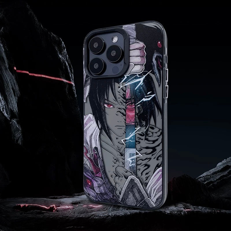 Japanese Anime Naruto Ninja | Laser Sakura with Sword - iPhone Case 7 8 PLUS SE2 XS XR X 11 12 13 14 15 16 Pro Promax SE3 SE2