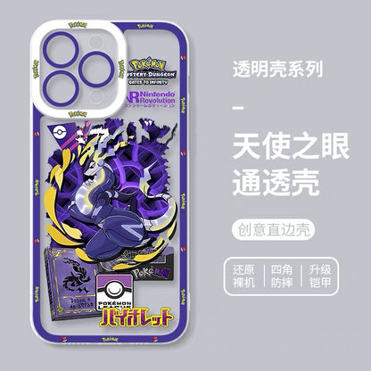 Japan Cartoon Pokemon Game Pixel Version | Miraidon Koraidon - iPhone Case PLUS SE2 XS XR X 11 12 13 14 15 16 16e 17 17e Pro Promax 12mini 13mini