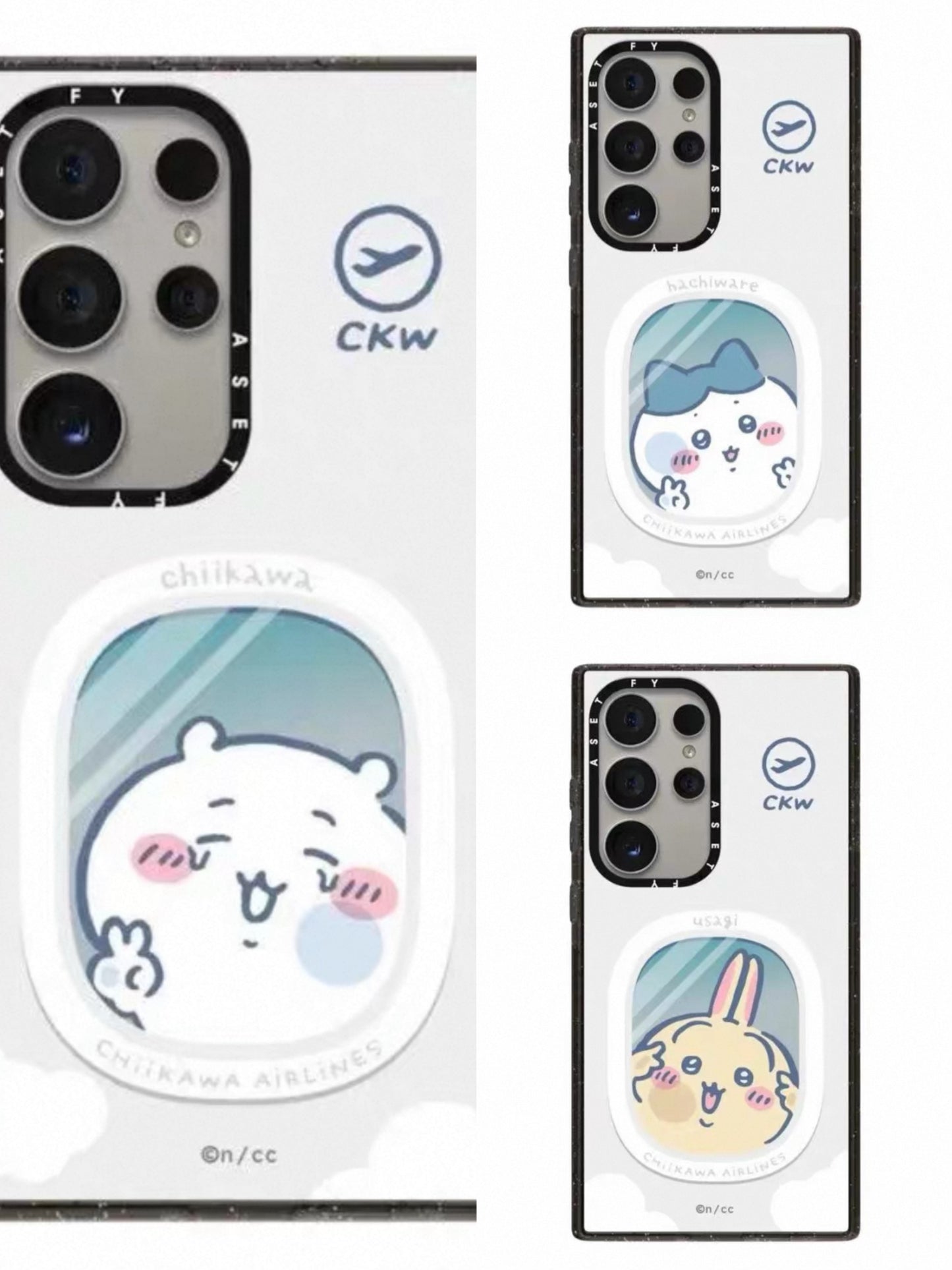 Japanese Cartoon ChiiKawa Acrylic Phone Case | ChiiKawa Hachiware Usagi Aeroplane Window Get On Plane Travel - Phone Case Samsung Galaxy S25 S24 S23 Ultra