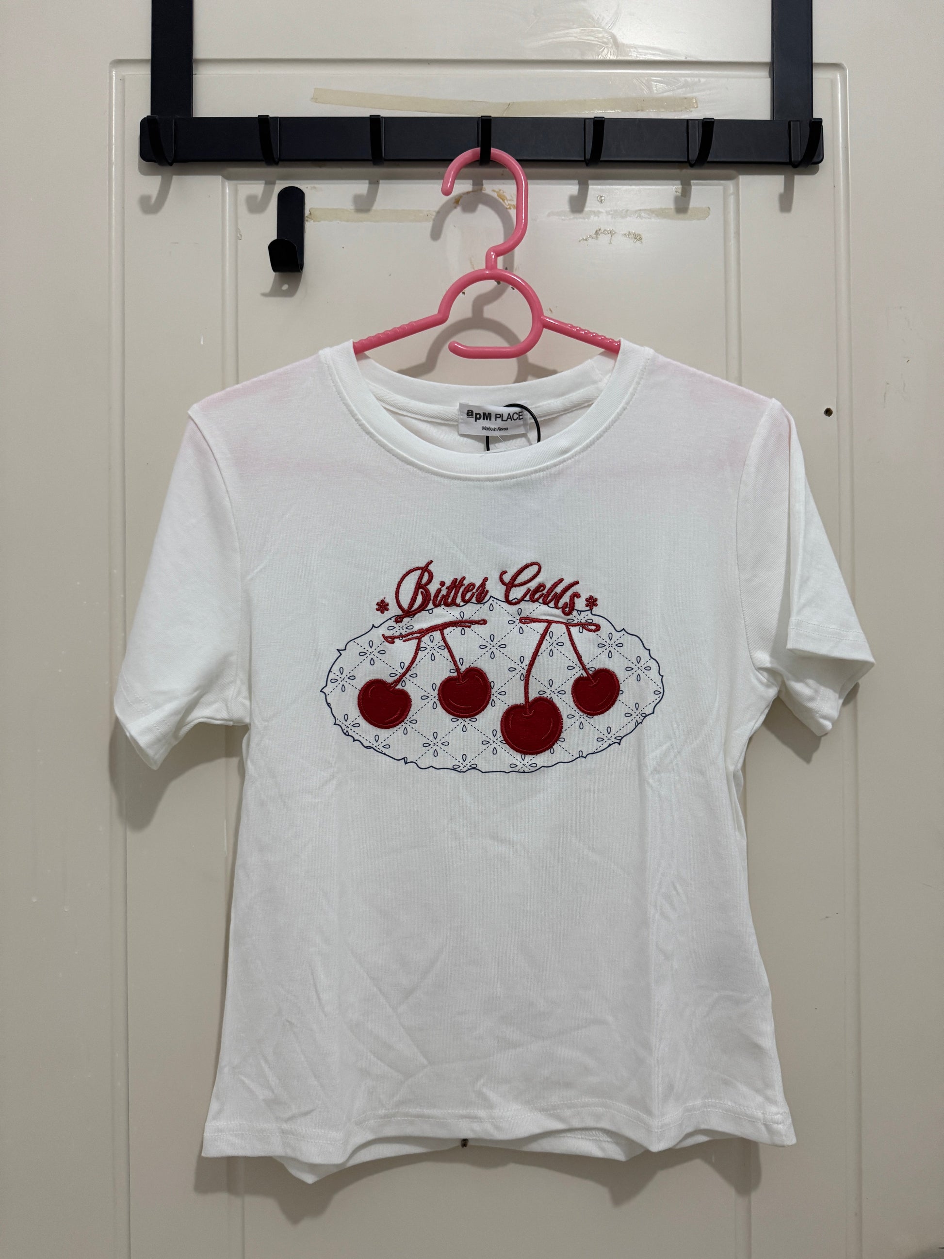 Korean Fashion Cute Fruits Style T-Shirt Series | Korea Girl Style Slim Cut Embroidery Cherry - Kawaii Fashion Items