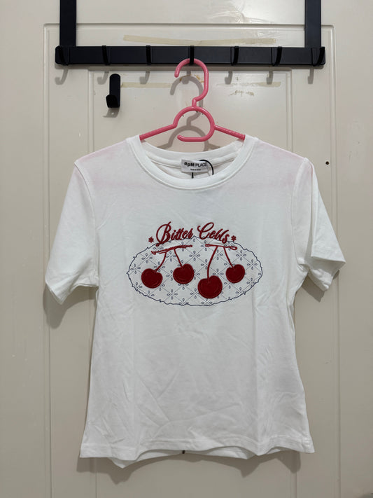 Korean Fashion Cute Fruits Style T-Shirt Series | Korea Girl Style Slim Cut Embroidery Cherry - Kawaii Fashion Items