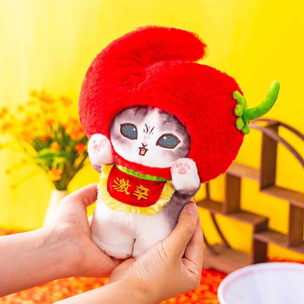 Japan Mofusand | Mofusand Cat Angry Chili Plush Doll & Keychain - Kawaii items Room Decoration Doll