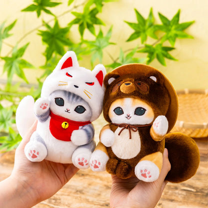 Japan Mofusand | Mofusand Cat in Inari Fox and Shigaraki Raccoon Cute Plush Doll - Kawaii items Room Decoration Doll