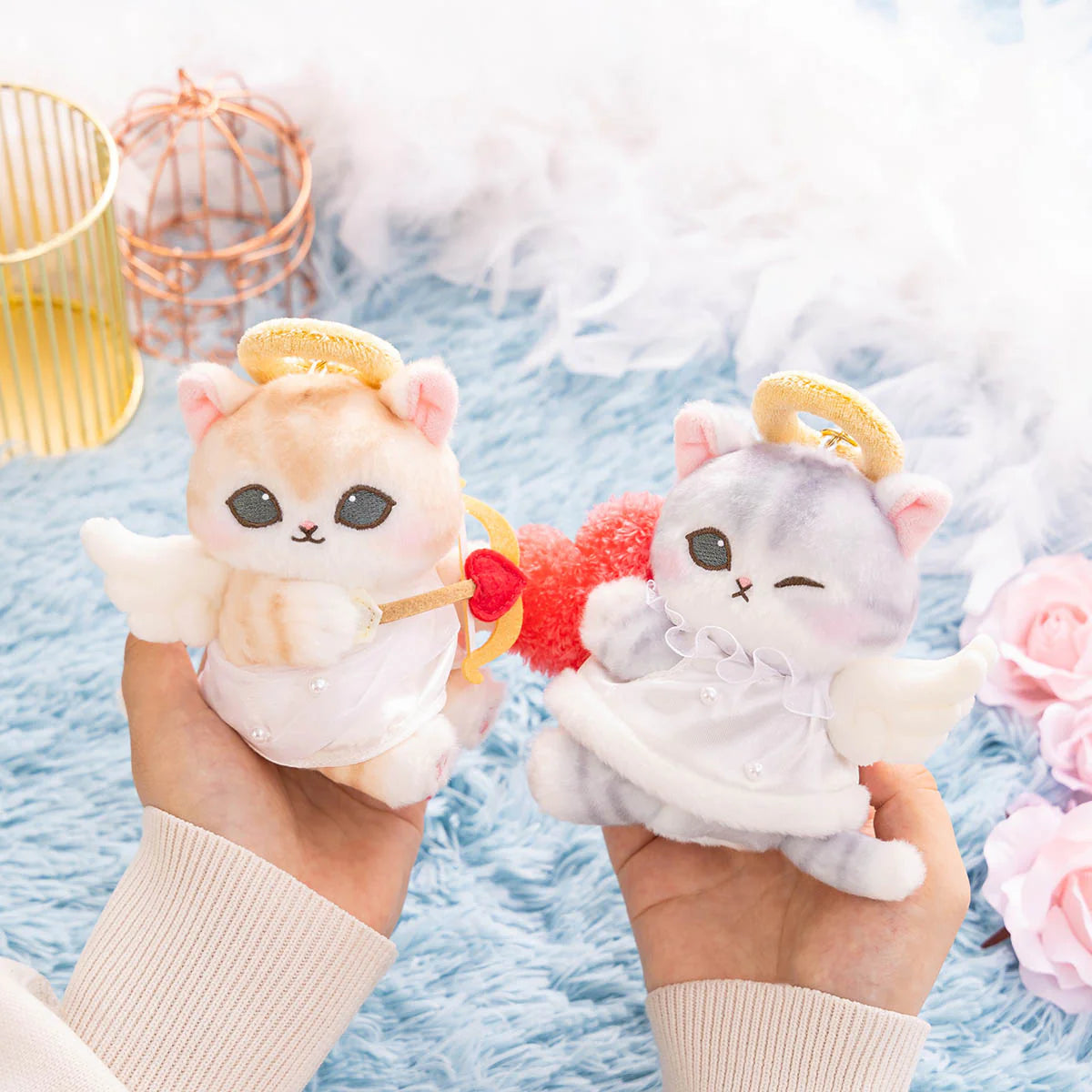 Japan Mofusand | Mofusand Cat Cupid Angel Cat Plush Doll Keychain - Kawaii items Room Decoration Doll